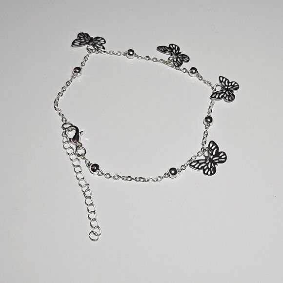Womens Silver Tone Filigree Butterfly Ankle Bracelet Anklet 8.5 - 11" - Picture 12 of 15